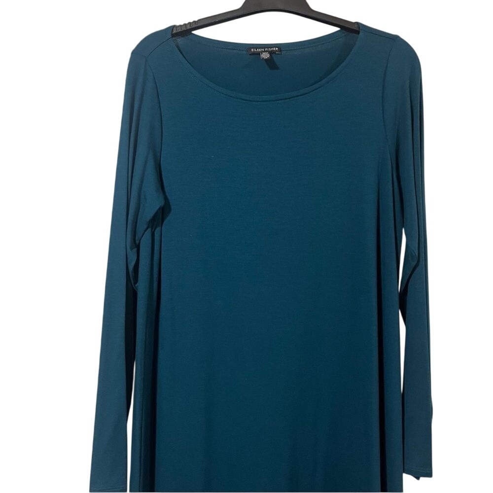 Eileen Fisher Teal Women's Small Long-Sleeved Dress